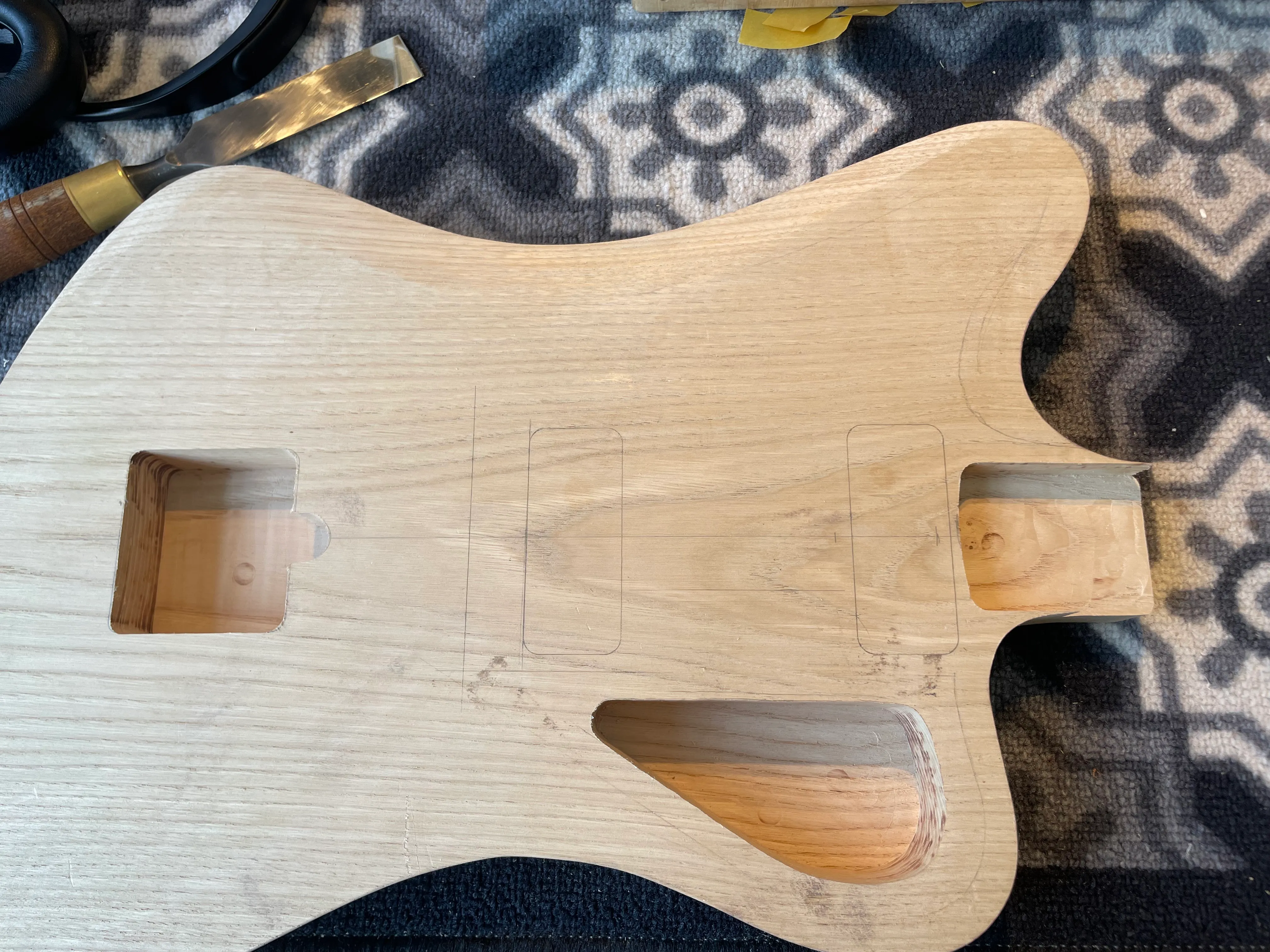 This took a few more grams off the body weight. Quick and easy with the plunge router.